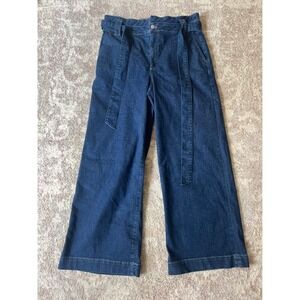 J. Crew Factory Dark Blue Wide Leg Belted Jeans